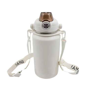 BigBro: 1000ml Stainless Steel Sturdy Vacuum Insulated Bottle with 2-Way Drinking, Leak-Proof Lid, Strap & Handle
