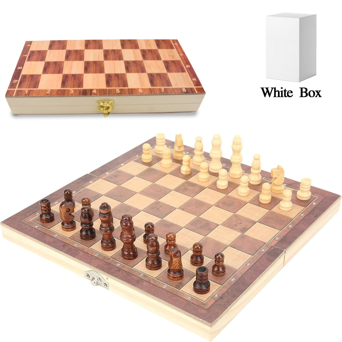 GoChess: Foldable Wooden Chess Board Set with Magnetic Pieces, Built-in Storage & Extra Queens (30 × 30 cm)