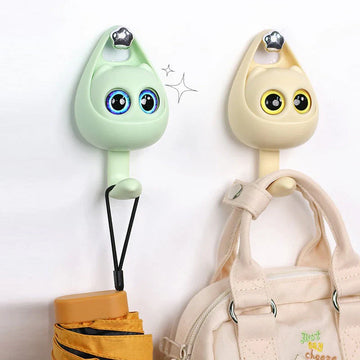 Meowook: Cute Cat Blinking Eye Wall Hook with Strong Adhesive for Keys, Bags, Clothes & Home Décor