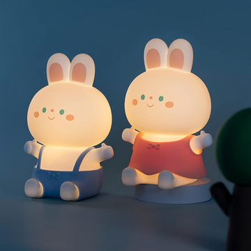 BunnyGlow: Adorable Silicone LED Night Lamp for Kids with Warm & Cozy Light, USB Rechargeable, Soft & Squishy Kawaii Bunny Design