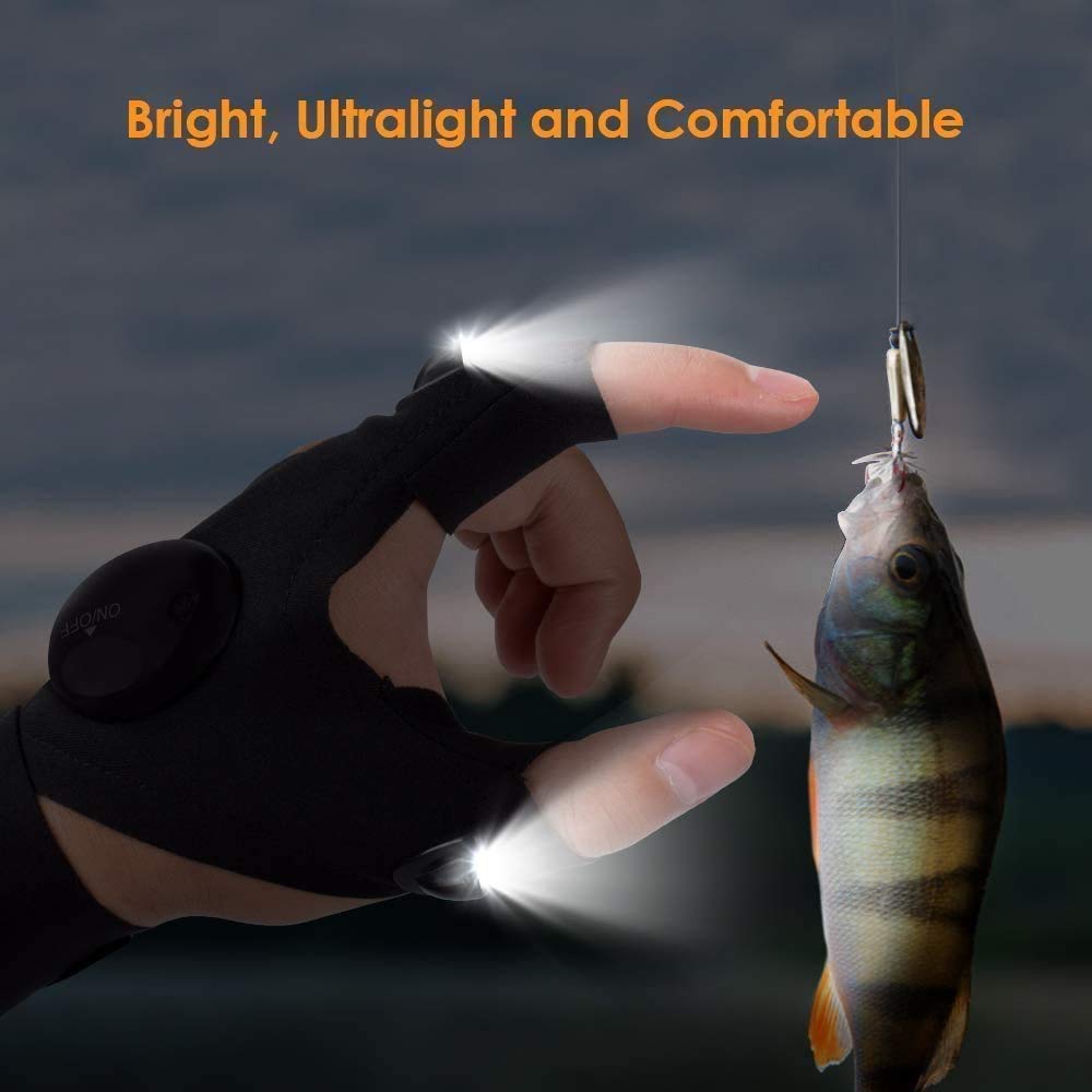 Handy: LED Flashlight Gloves with Fingerless Design for DIY Repairs, Hunting, Hiking & Outdoor Adventures