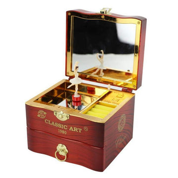 Tinkle: Wind-Up Musical Ballerina Jewelry Box with Mirror, Drawer & Elegant Spinning Dance Design