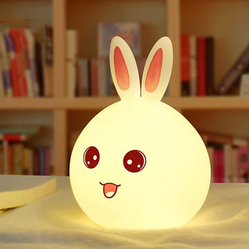 Bunny: Adorable Silicone Bunny Night Light with 7-Color Tap LED Glow, USB Rechargeable & Soft Lighting for Kids’ Room & Gifting