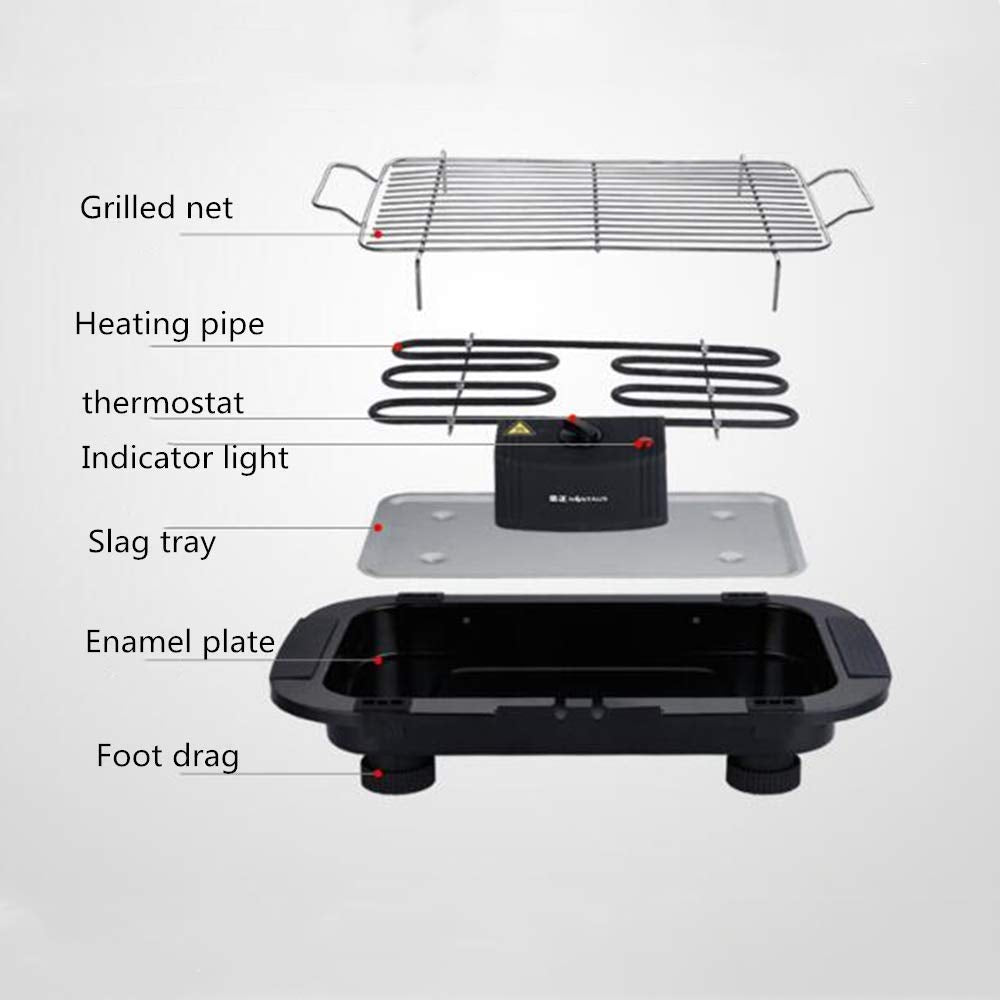 EzBBQ: 2000W Electric Barbecue Grill with Adjustable Temperature, Smokeless Design & Removable Drip Tray for Indoor & Outdoor Cooking