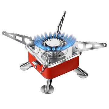 FlameX: Portable & Foldable Windproof Butane Camping Stove with High Heat Output for Outdoor Cooking, Hiking & Adventures