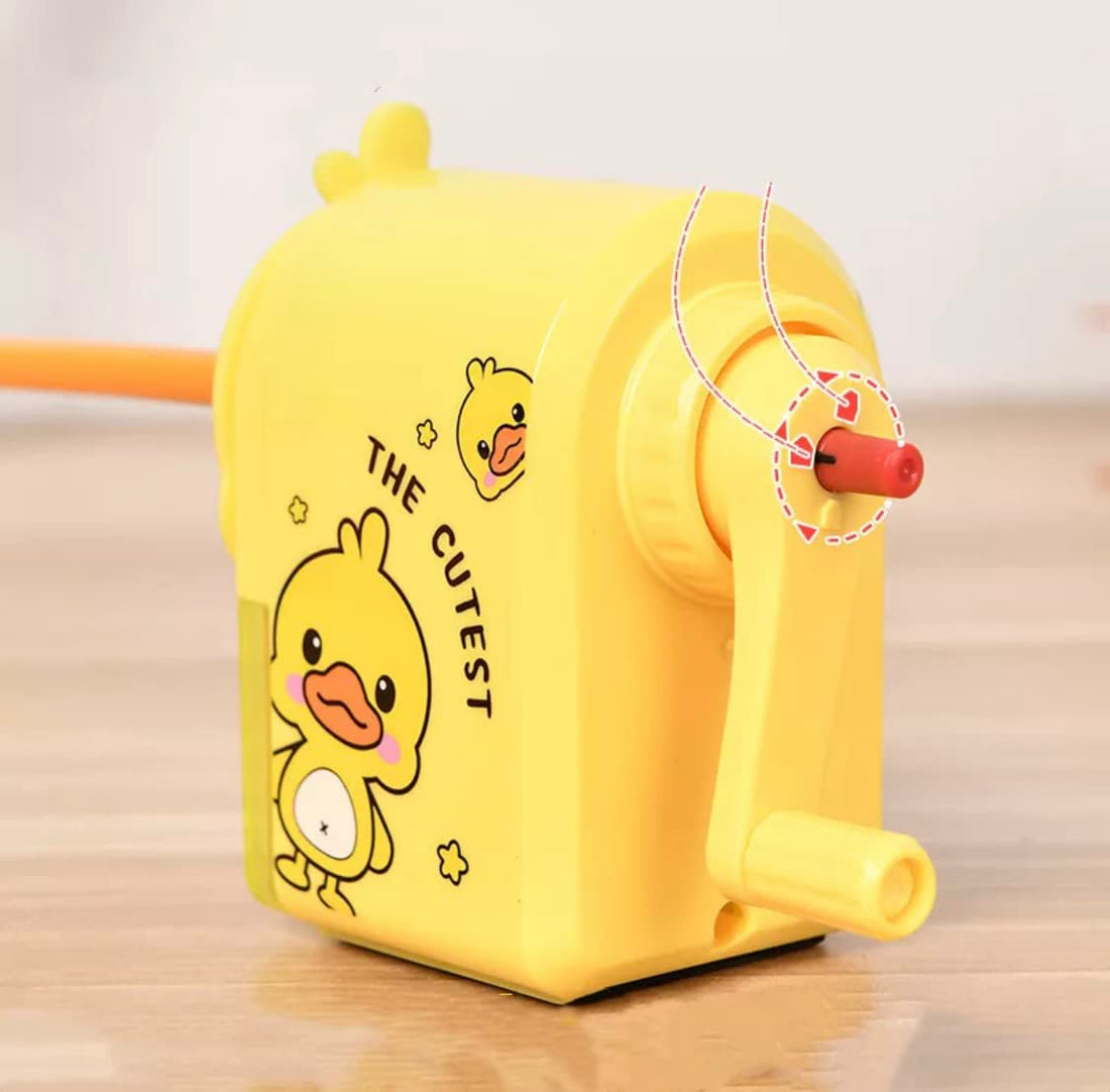Duckoo: Cute Duck-Shaped Crank Pencil Sharpener for Kids, Handheld Stationery Tool for School Desks, Birthday Return Gifts & Classroom Supplies