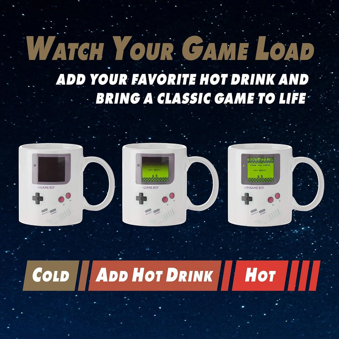 RetroSip: Gameboy-Inspired Heat Sensitive Ceramic Mug, Color-Changing Display with 3D Buttons, Classic Nintendo Design for Coffee, Tea & Gamer Gifting