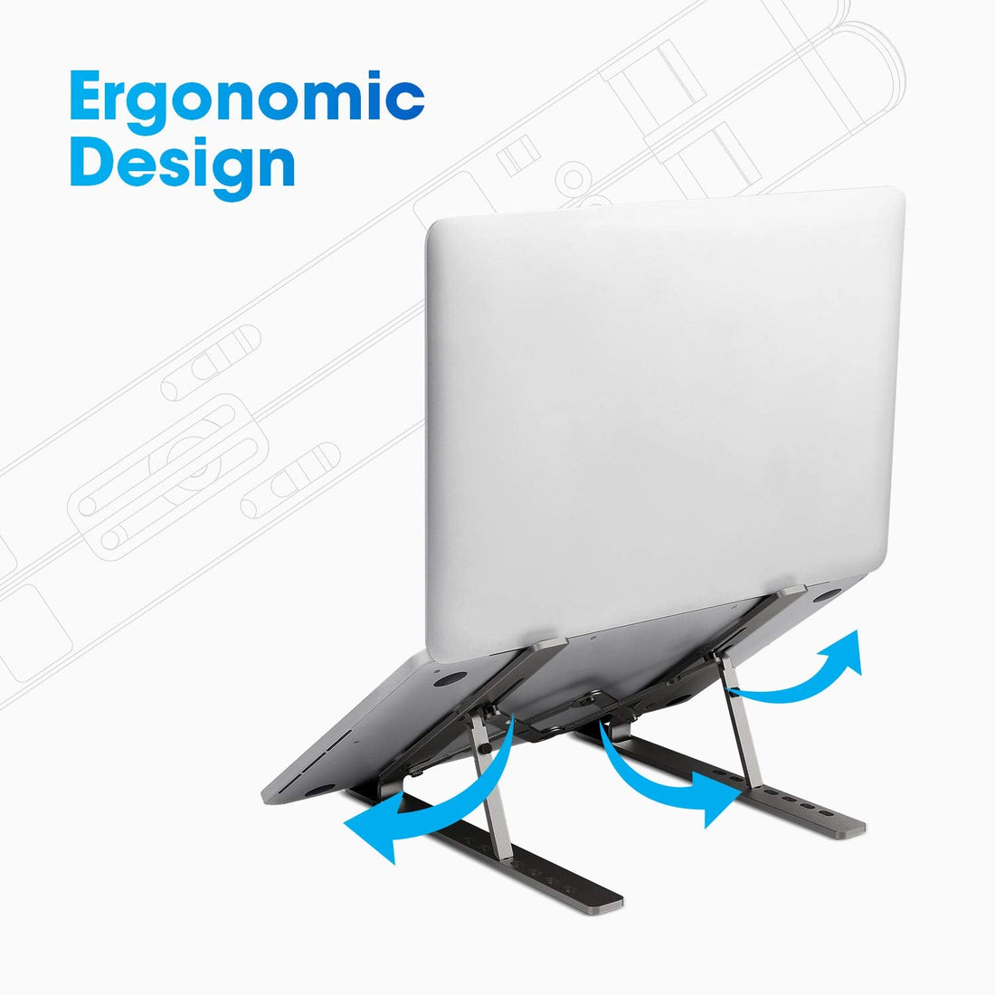 Standee: Foldable Aluminium Laptop Stand with 7-Angle Adjustment, Anti-Slip Riser with Velvet Pouch for 9"–15.6" Devices, MacBooks, Dell, HP & Office Use