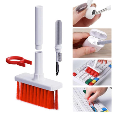 Dustee: 5-in-1 Multifunctional Keyboard & Earphone Cleaning Kit, Includes Keycap Puller, TWS Cleaner, Metal Pen Tip & High-Density Brush for Laptops, PCs & Gadgets