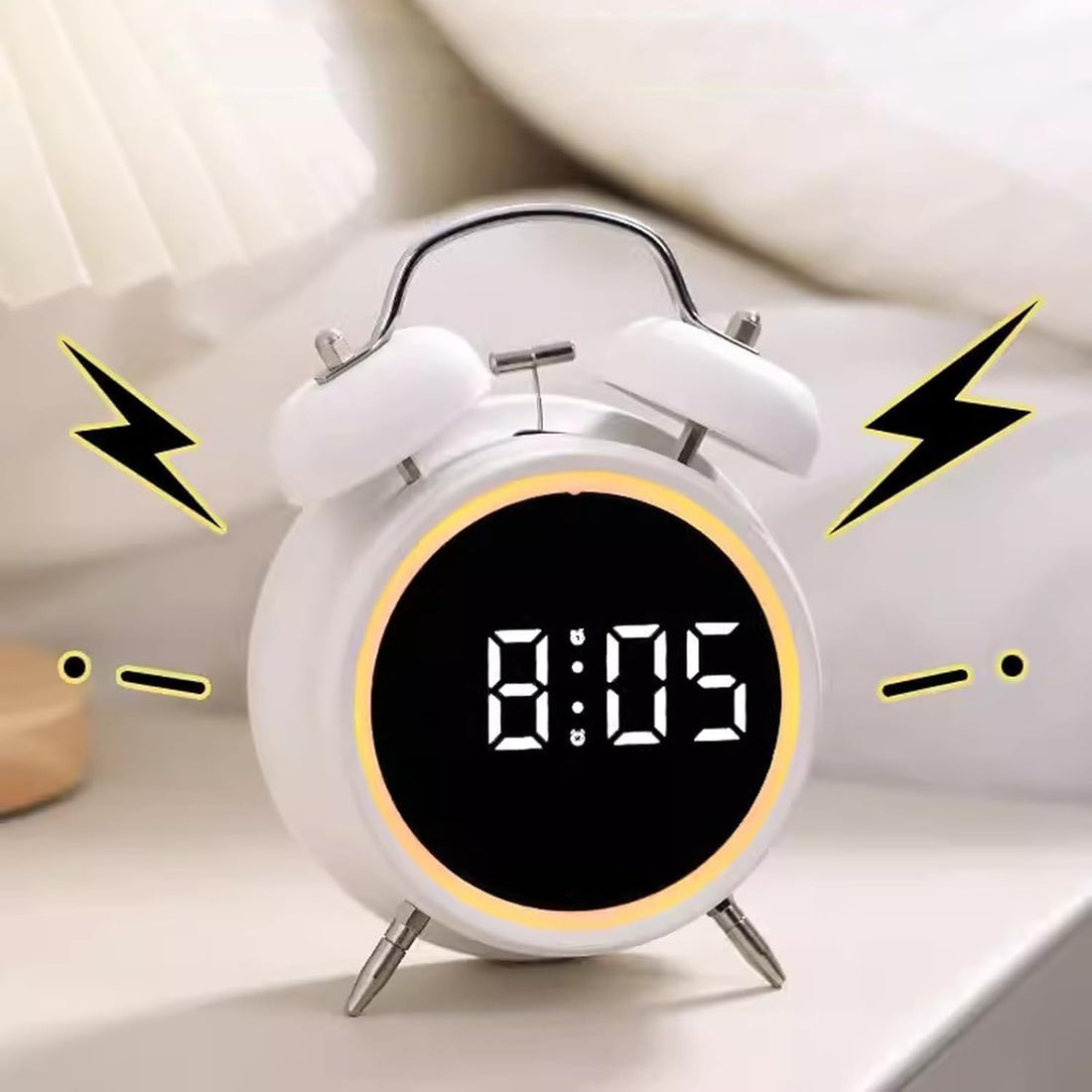 Wakee: Retro LED Alarm Clock with Twin Bells – Extra Loud Battery-Powered Clock for Heavy Sleepers, Stylish Wake-Ups & Desk or Bedroom Decor