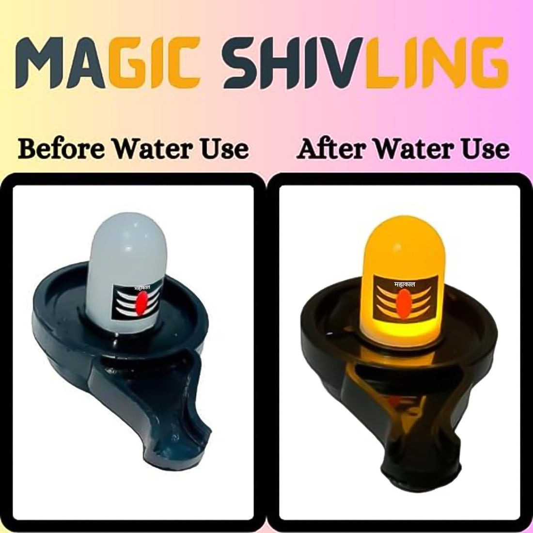 Shiva: Water-Activated Glowing Lord Shiva Shivling LED Idol (Set of 4) for Home Décor & Pooja
