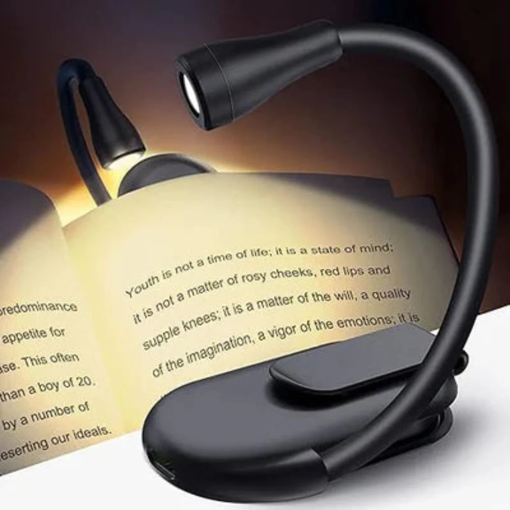 Immerse: Rechargeable Clip-On Book Light & Reading Lamp with 3-Color Modes, Type-C Charging & Flexible Gooseneck Night Reading for Book Lovers