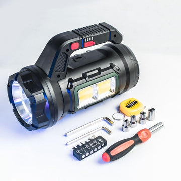 ToolBeam: 5-in-1 LED Torch Light with Hidden Tool Box Kit, USB Rechargeable, Emergency SOS & High-Power Flashlight for Car & Home