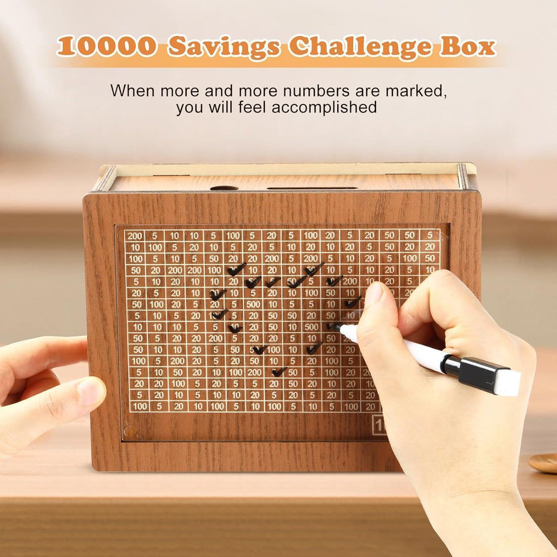 DreamBank: Wooden Savings Bank with Visual Tracker – Daily Motivation Piggy Bank for Goal Saving, Habit Building & Gifting