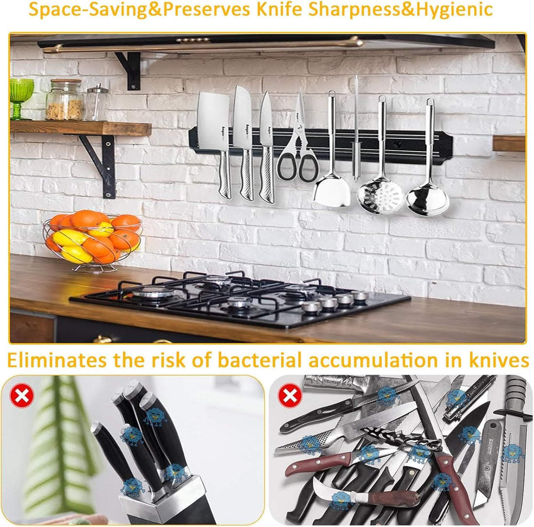 MagSlice: Magnetic Knife Holder for Wall, Sleek Kitchen Storage Rack for Knives, Utensils & Metal Tools with Strong Grip