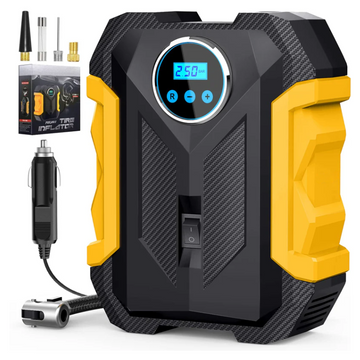 TireSOS: High-Quality Portable Digital Car Tyre Inflator with LED Light & 150PSI Auto Pump for Cars, Bikes & More