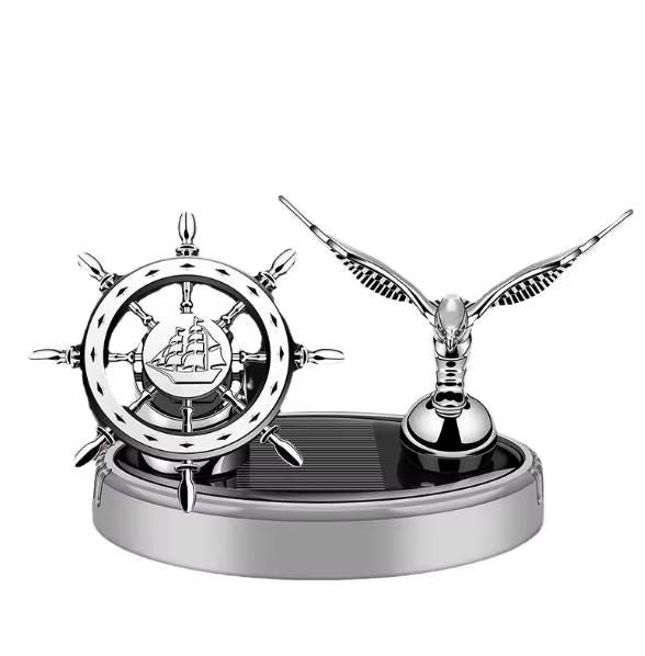 Sailor: Solar-Powered Rotating Car Air Freshener with Ship Steering Wheel & Anchor Design