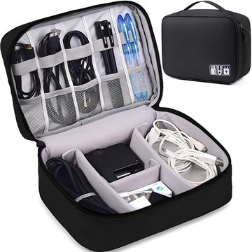 TechMate: Universal Gadget Organizer Bag with Dual-Layer Storage for Cables, Hard Drives & Travel Tech Essentials