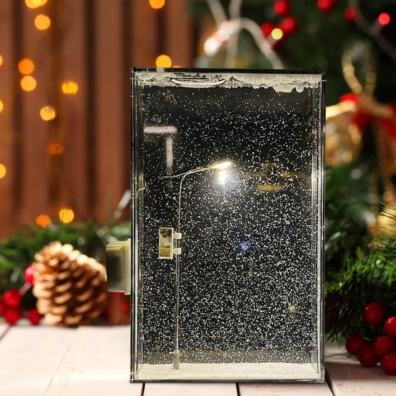 Vibey: DIY Street Lamp Snow Globe with Warm LED Night Light, Handmade Falling Snow Effect for Christmas, Birthday & Festive Desktop Décor