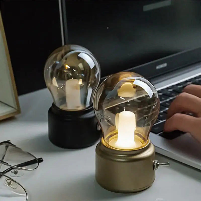 RetroGlow: Vintage-Style USB Rechargeable LED Bulb with Warm White Light for Night Lamp & Desk Décor
