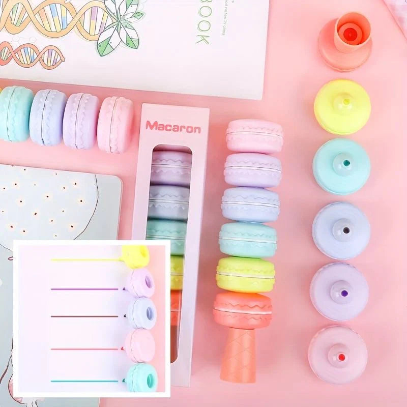 Macaron: Pastel Highlighter Set (6-Piece) – Soft Color Markers for Books, Notes & Aesthetic Stationery Lovers