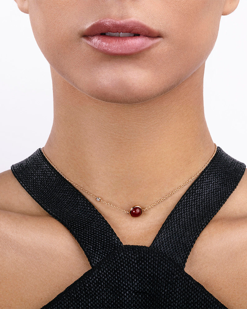 ROSE GOLD CARNELIAN DIAMOND PENDANT