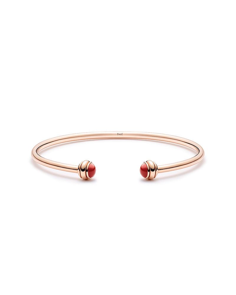 ROSE GOLD CARNELIAN OPEN BANGLE BRACELET (SIZE 16)