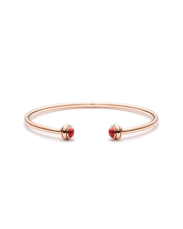 ROSE GOLD CARNELIAN OPEN BANGLE BRACELET (SIZE 16)