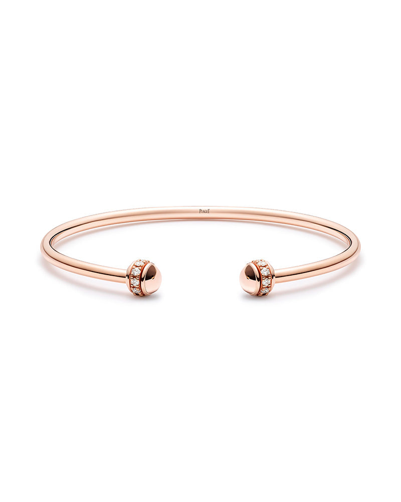 ROSE GOLD DIAMOND OPEN BANGLE BRACELET (SIZE 17)