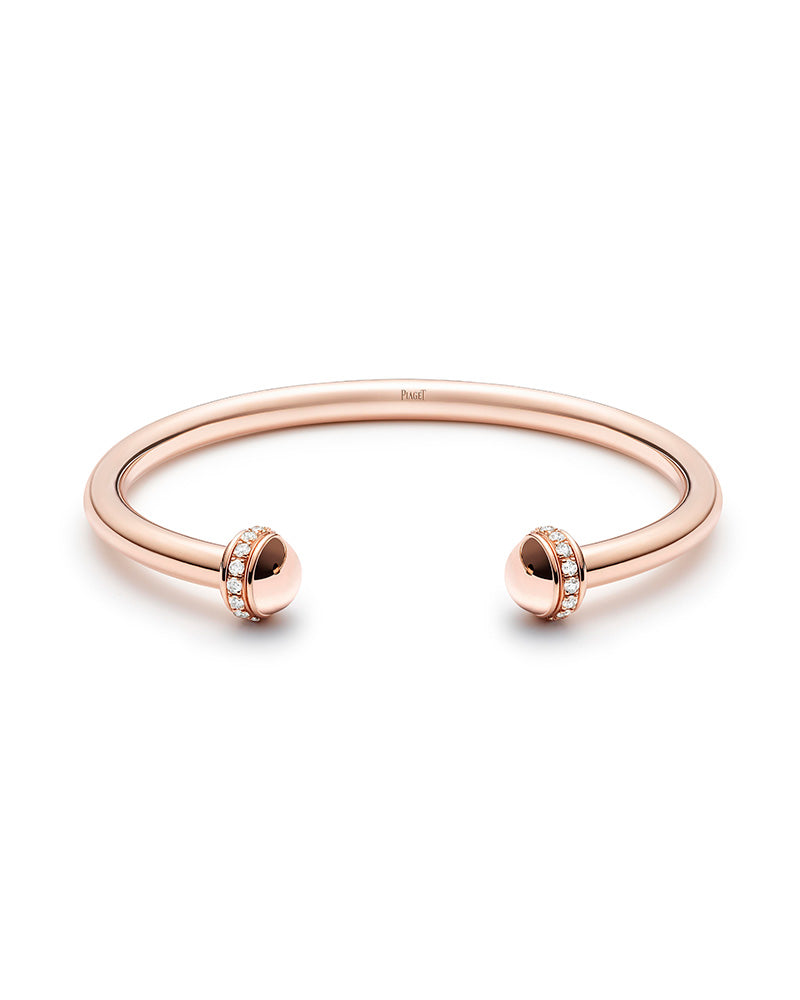 ROSE GOLD DIAMOND OPEN BANGLE BRACELET (SIZE 17)
