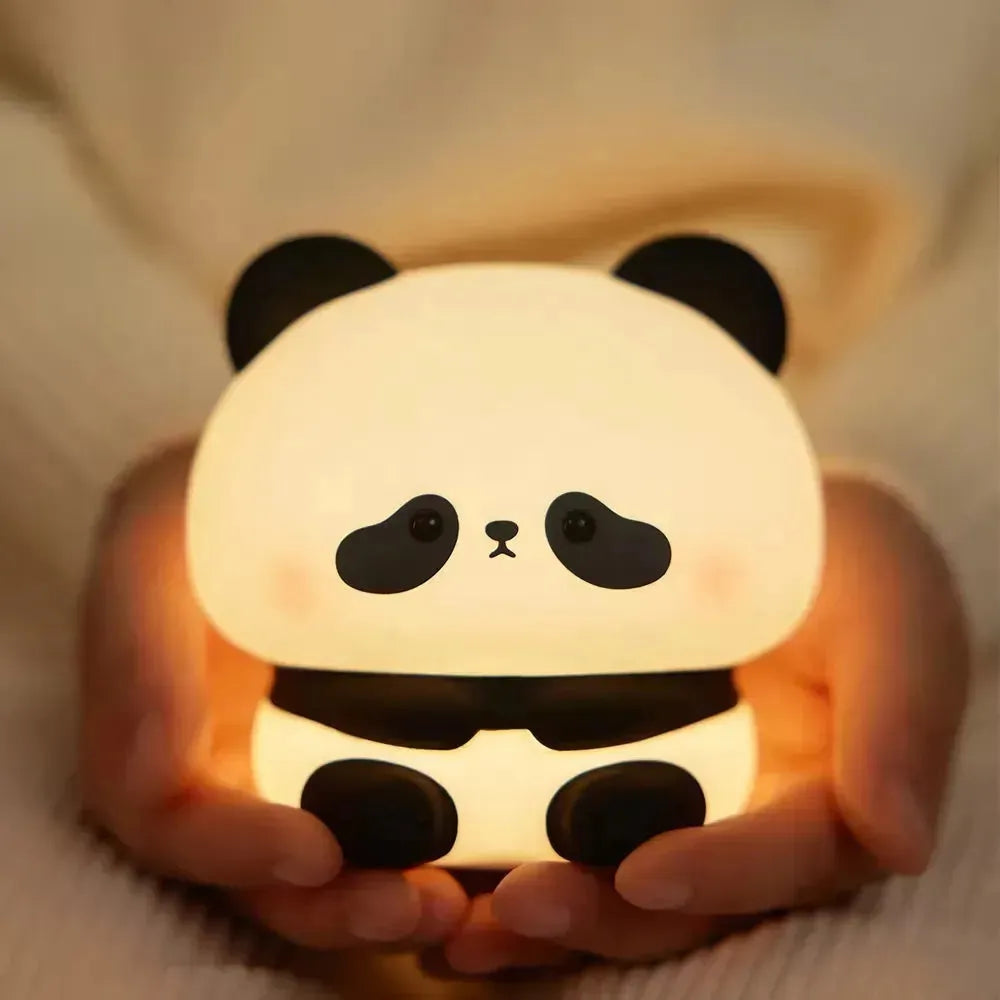 Bunbun: Adorable Color-Changing Silicone Night Panda Lamp – Soft Touch LED Light with Rechargeable Battery & Cozy Glow