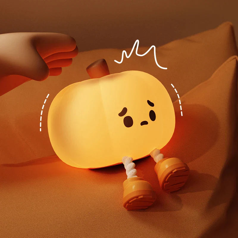 Pumkin: Portable Adorable Squishy Pumpkin Night Lamp with Dimmable LED, Rechargeable Silicone Design & Touch Control