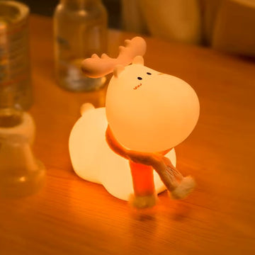 GlowDeer: Adorable Reindeer LED Silicone Night Lamp with Rechargeable Touch Control for Cozy Room Décor