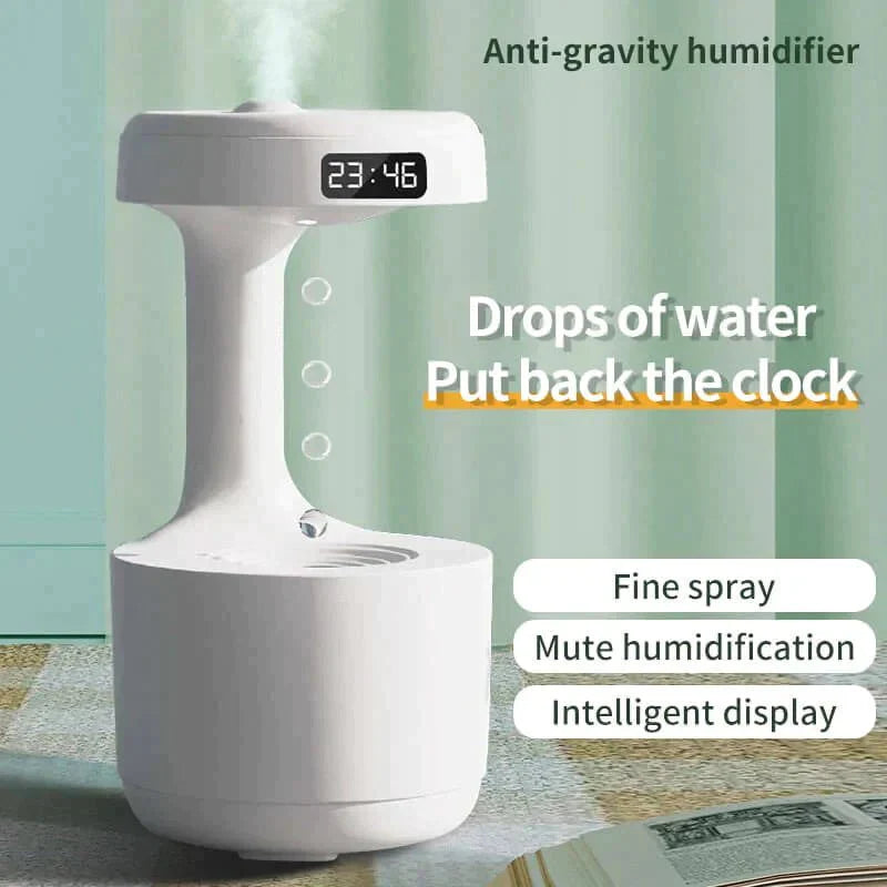 Mirage: The Illusion Anti-Gravity Humidifier with Floating Water Effect, LED Clock Display & Auto Shut-Off (800ml)
