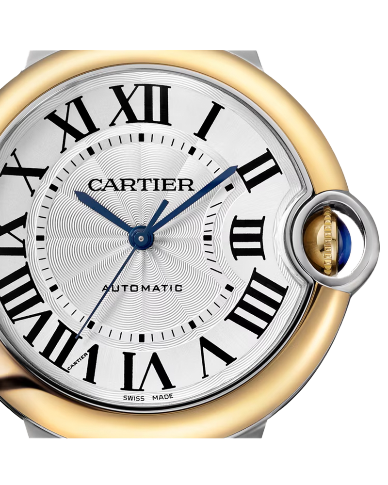 BALLON BLEU DE CARTIER WATCH 36 MM, AUTOMATIC MECHANICAL MOVEMENT, YELLOW GOLD, STEEL