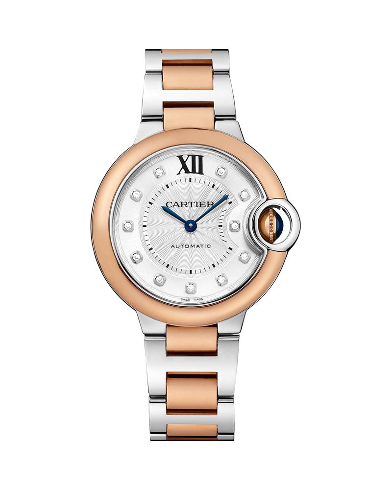 BALLON BLEU DE CARTIER, 33 MM, ROSE GOLD, STEEL, DIAMONDS
