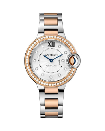 BALLON BLEU DE CARTIER, 33 MM, ROSE GOLD, STEEL, DIAMONDS