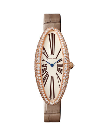 BAIGNOIRE ALLONGEE WATCH, MEDIUM MODEL, ROSE GOLD, DIAMONDS