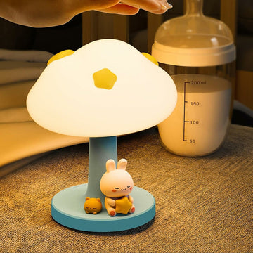 CloudBun: Bunny-Shaped Cloud Night Lamp with Tap Control – Soft Silicone Glow Light for Kids’ Bedrooms & Baby Nursery (3-Level Dimming, Rechargeable)
