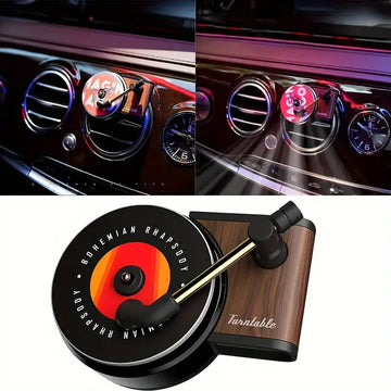 Vintiq: Retro Turntable Car Air Freshener – Clip-On Rotating Vinyl Diffuser with Long-Lasting Aroma & Replacement Pads for Dashboard AC Vents
