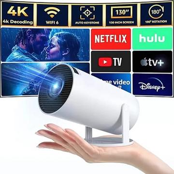 Zenith: Portable WiFi-Enabled HD Smart Projector with 4K Support, Built-in Apps (YouTube, Netflix, Prime), Rotatable Design & 100" Max Display