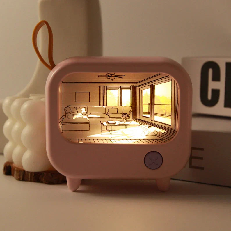 QuirkTV: Artistic Viral LED TV-Style Night Light with Dual Color Modes, Rechargeable Design & Retro Desk Décor Appeal