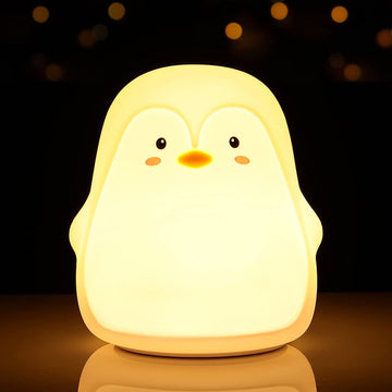 PengiGlow: Adorable Penguin Silicone Night Lamp with Rechargeable LED for Cozy Bedroom Ambience & Gifting