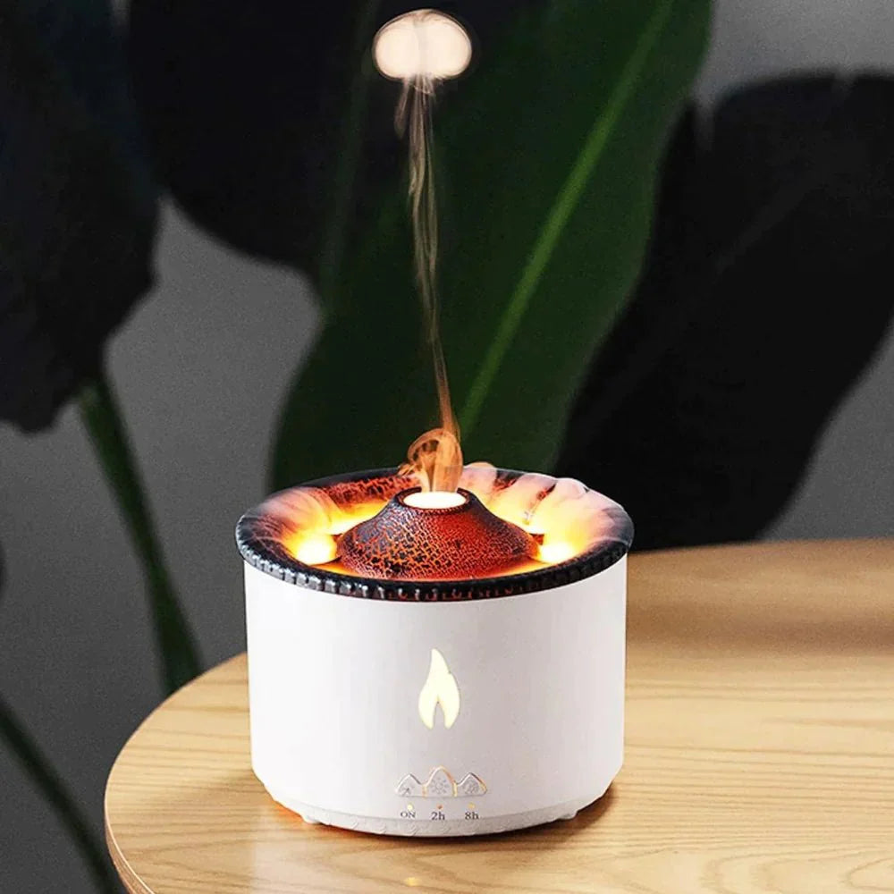 Essence: Enchanting Volcano Humidifier & Aromatherapy Diffuser with Flame Effect, Cool Mist & Auto Shut-Off