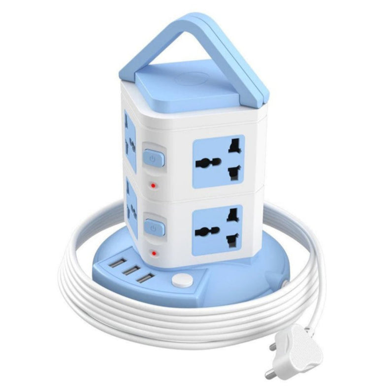 PowerX: Extension Board with 8 Outlets & 3 USB Ports, Surge-Protected Multi-port Power Strip for Home Electronics