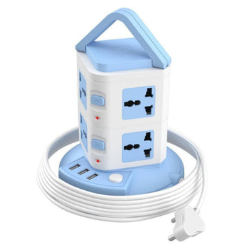 PowerX: Extension Board with 8 Outlets & 3 USB Ports, Surge-Protected Multi-port Power Strip for Home Electronics