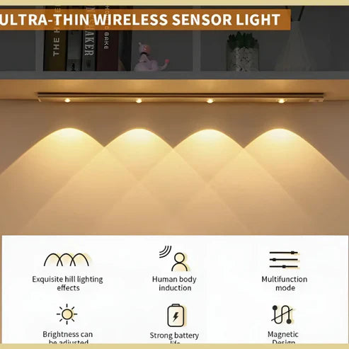 Sleek: USB-C Rechargeable LED Panel Light with PIR Motion Sensor, Mountable Light for Wardrobes, Stairs & Kitchen Shelves with 3 Colour Modes, Dimmable Brightness & Easy Slide-in Bracket