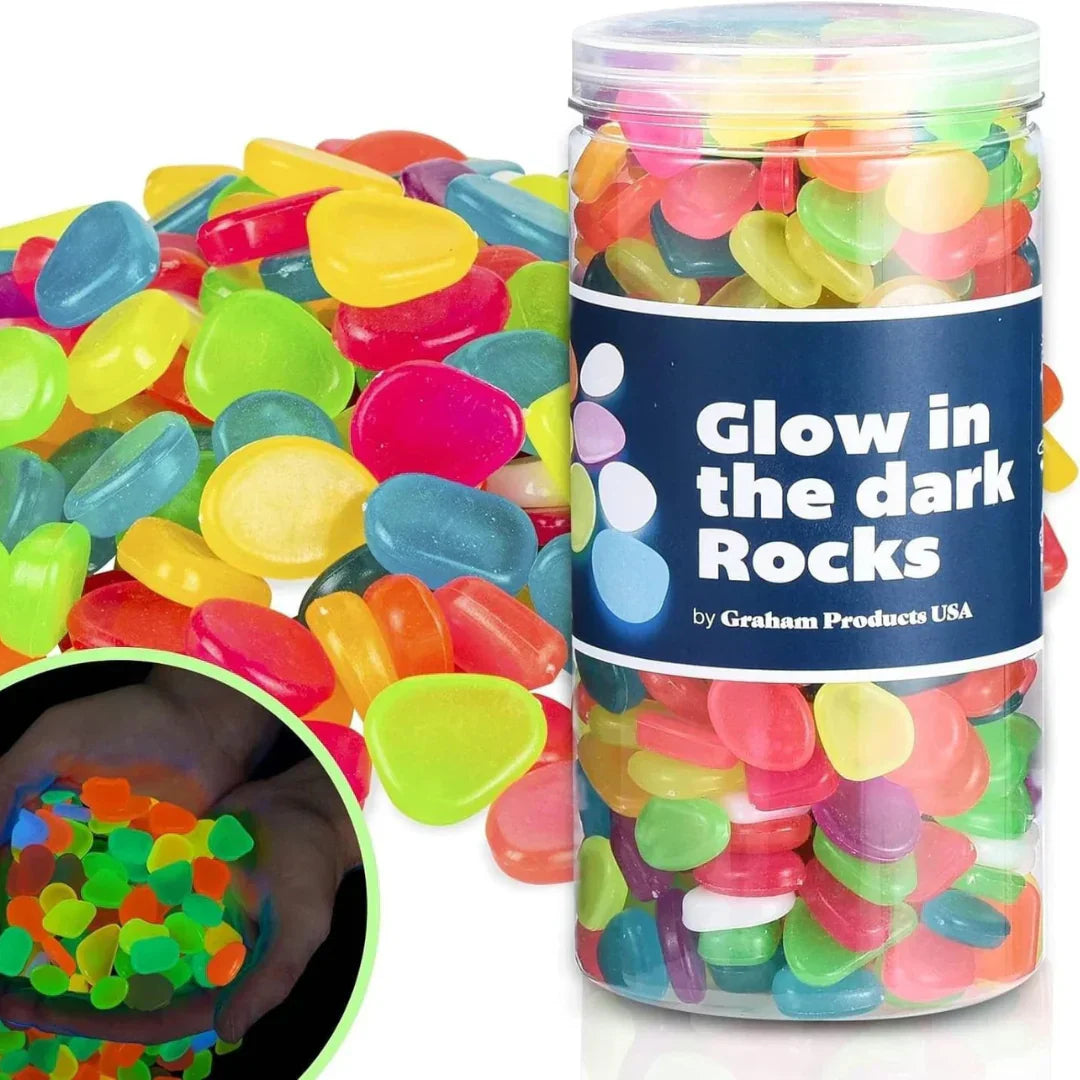 GlowRock: Glow-in-the-Dark Pebble Set for Balcony, Garden, Aquarium & Magical Ambience (Pack of 100)